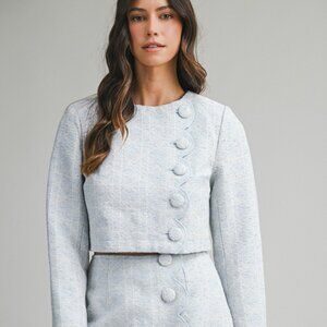 NEW Mable Jazmine Scallop Crop Top & Skirt Set in Soft Baby Blue